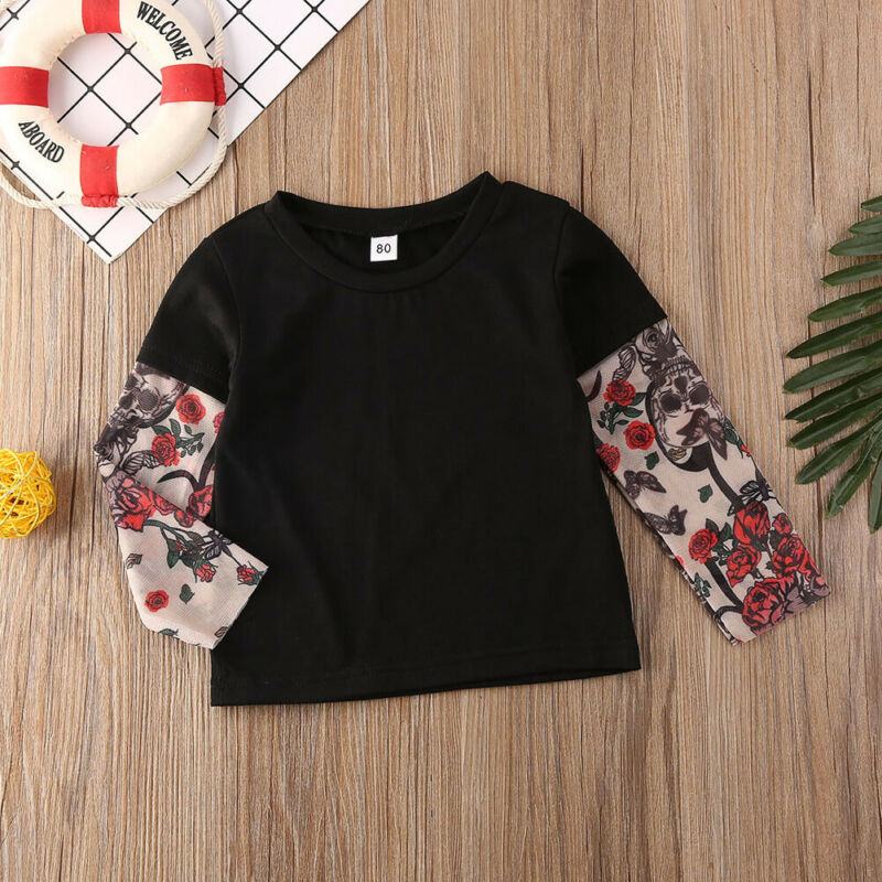 floral long sleeve baby boy t shirt kids toddler boy tshirt top