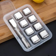 Food Grade 304 Stainless Steel Ice Cubes Reusable Chilling Stones for Whiskey Wine Fast Cooling Cold Longer Drinking Tool Set