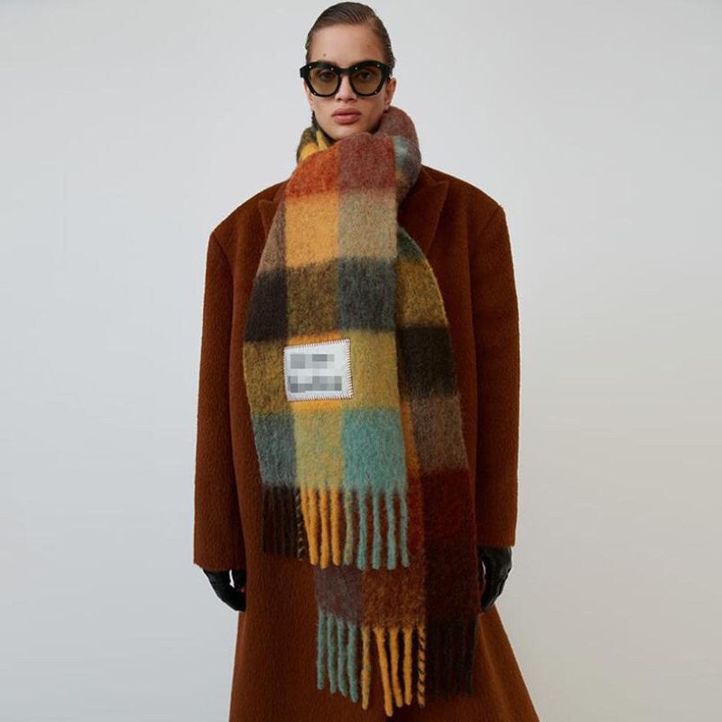 Women Sacrf Brand Cashmere Winter Scarf Scarves Designer Acne Blanket Scarves Women Type Colour Chequered Tassel Imitated