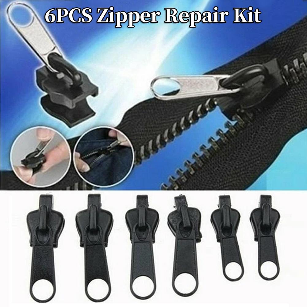 6PCS Zipper Repair Kit Universal Fixer With Metal Slide Fix Any Easy To Install Instantly 3 Different Sizes Zippers