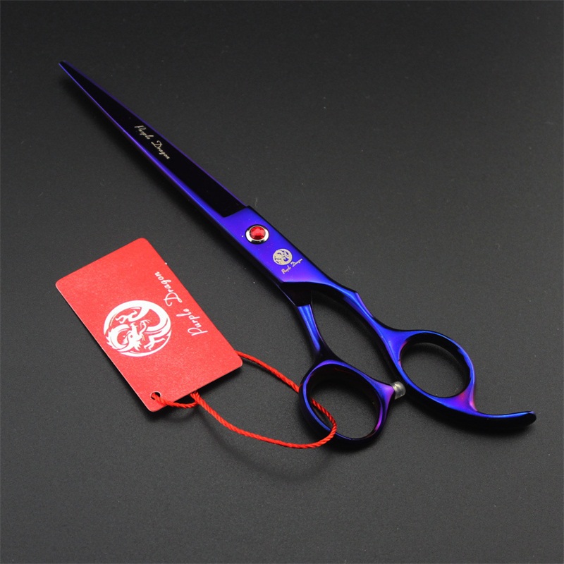 Purple dragon 7.0 inch Professional Pet Scissors Dog Grooming Shears Set Straight & Curved & Thinning 4pcs/set