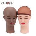 Plussign Brown Beige No Hair Bald Female Mannequin Head For Makeup Practice Training Wigs Making Hats Display For Women Girls