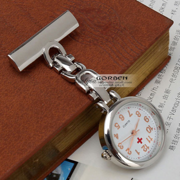 Red Cross Doctors Nurse Watch Silver Stainless Steel Luxury Brooch Pin Hang-on Fob Pocket Watch For Medical Paramedic Women Gift
