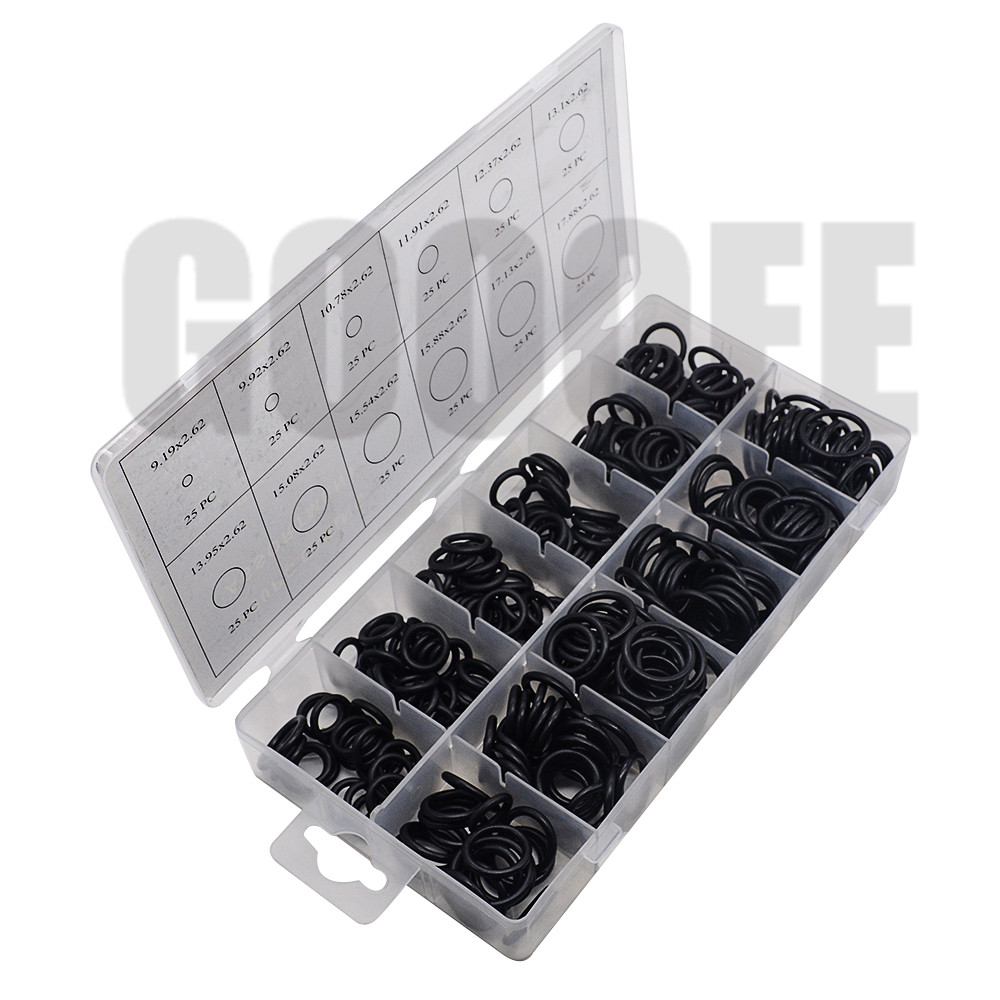 300Pcs/Set 12 SizesTap Washer Kit Holdtite Jumper Valves O Ring EC Body Washers Seals 9.19-17.88mm Black Oring