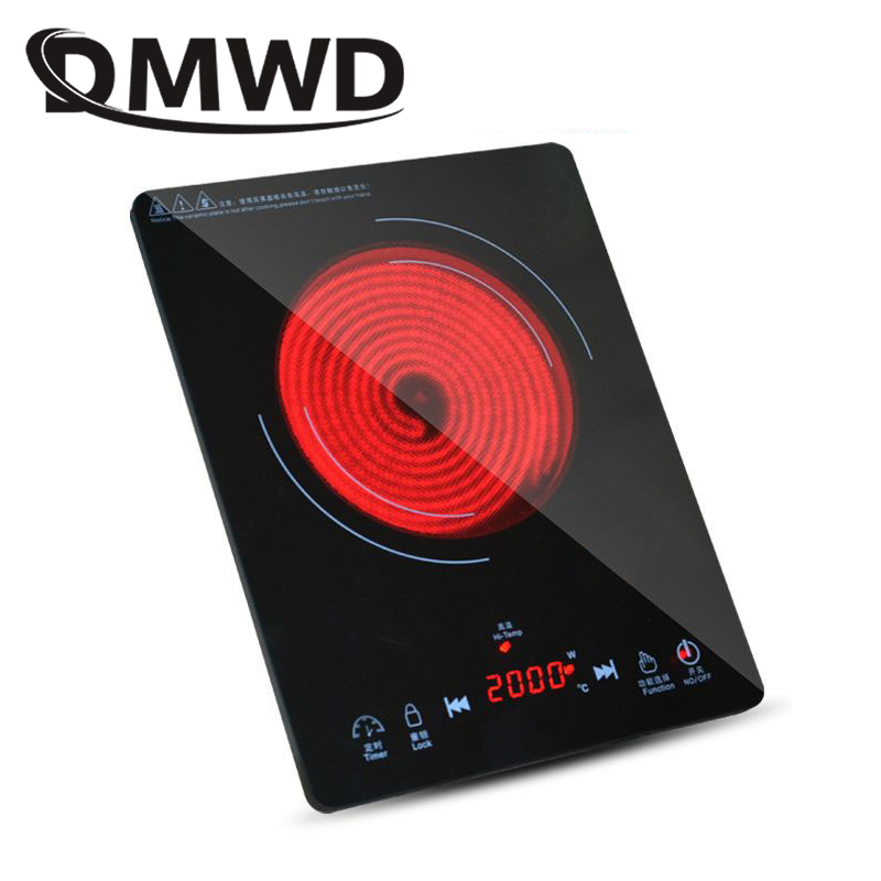 DMWD Mini Electric Ceramic Heating Stove Milk Water Boiler Heater Countertop Burner Stew Hotpot Lightwave Induction Cooker 2000W