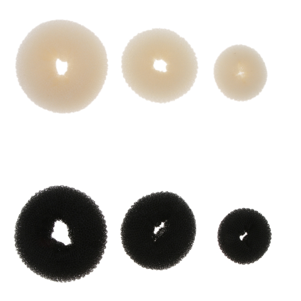 3 Size Hair Donut Hair Bun Makers Rings Mesh Chignon Ballet Bun Hairdonut black white hair band