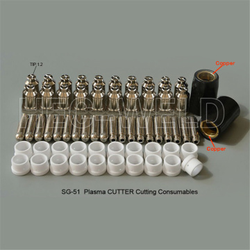 62pcs SG-51 Plasma cutter Cutting Consumables KIT Nozzles cutting knife Accessories 60Amp Tip 1.2mm FIT CUT-50 CUT-60