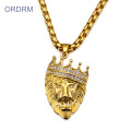 Punk Iced Out Jewelry Gold Lion Head Necklace