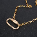 Women Necklace Stainless steel Gold Color Strong Shackle U Carabiner Snap Hook Charm Climbing Buckle Horseshoe Clasp Long Choker