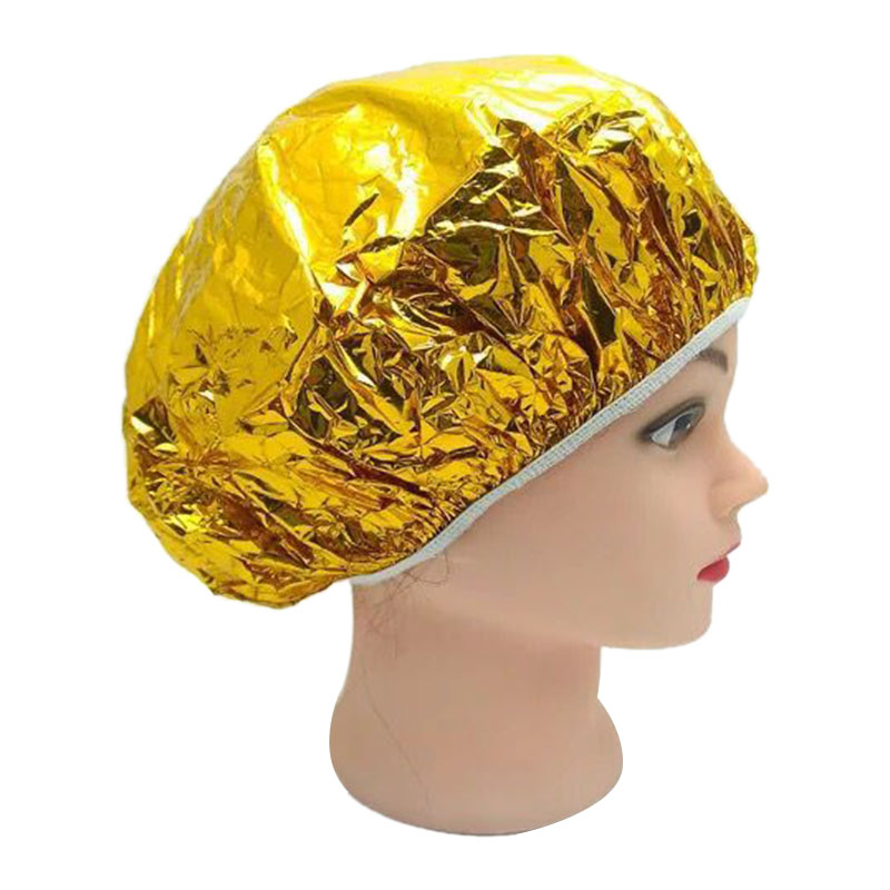 2/1Pcs Shower Cap Heat Aluminum Foil Waterproof Ultra-thin Bath Hoods Nourishing Dry Disposable Foil Hat Elastic Bathing Cap