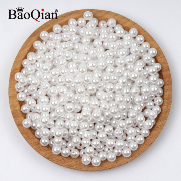 3-20mm White ABS Acrylic Round White Imitation Pearl Beads For DIY Sewing Craft Grament Clothes Headwear Shoes Bags Hats Decor