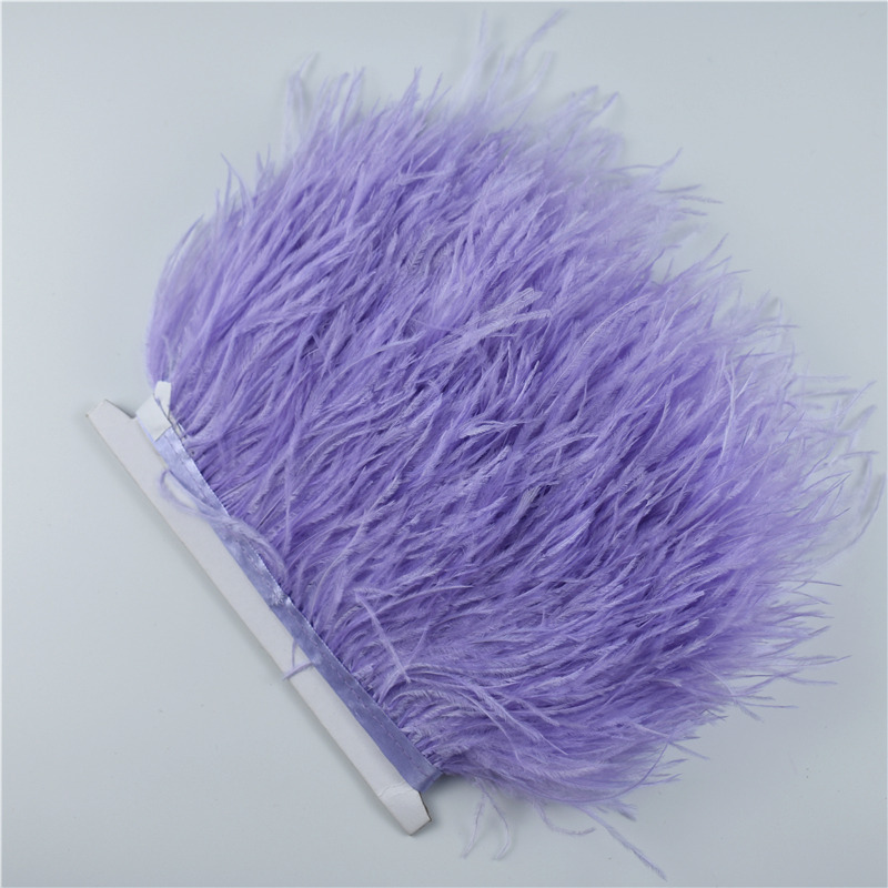 1M 5M 10Meter 8-10CM Light Purple Ostrich feather trim Fringe ribbon DIY Clothing Black White Real Ostrich feathers For Crafts