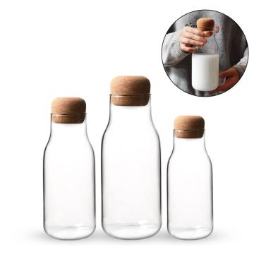 Cork Glass Bottle Mason Jar Heat Resistant Milk Juice Bottle Transparent Storage Can Sealed Tea Coffee Storage Tank Glass Jar