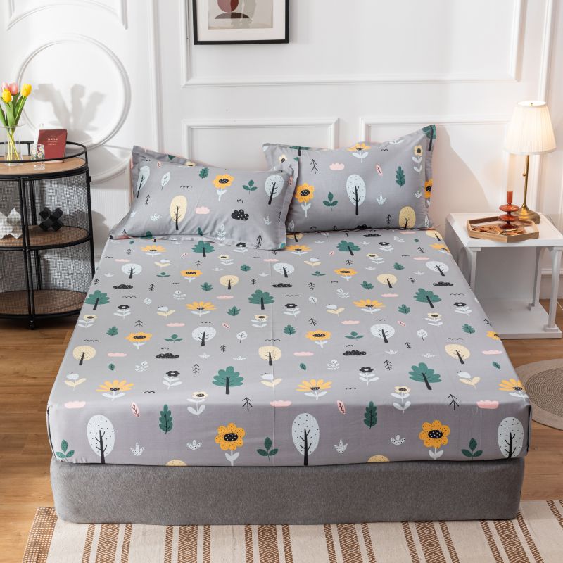 100% Cotton Elastic Bands Fitted Sheet Bed Linen and Pillowcase 1/3 Pcs Bedding Set Mattress Cover for King Full Twin Queen Size