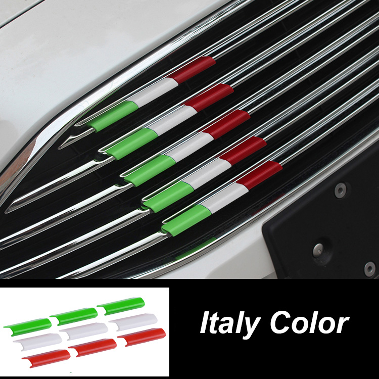 9Pcs Plastic Car Front Grille Grill Cover Trim Italy Flag Color Fit for Renault Koleos Latitude Fluence Coupe Megane Clio