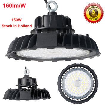 Spain Stock 160lm/W 150W LED Highbay Light with Microwave Motion Sensor UFO High Bay Light 200W in Holland Warehouse