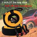 5m 5 Tons Heavy Duty Car Tow Strap Auto Emergency Safety Towing Rope Cable Wire With 2 Tow Hook For SUV Truck Trailer Car