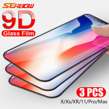 3pcs 9D Full Cover Protective Glass For iPhone 11 Pro Max 11Pro 11 Screen Protector On iphone XS Max XR XS X Tempered Glass Film