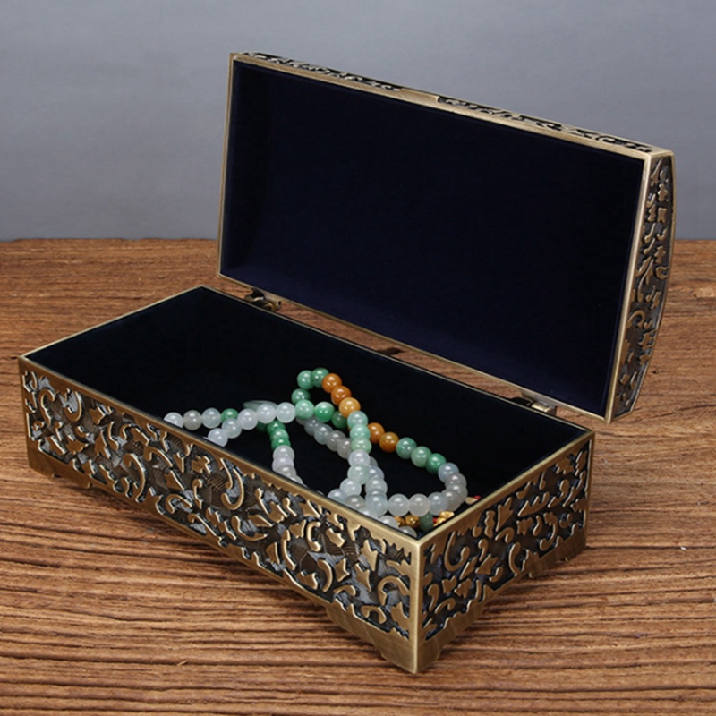 Vintage Metal Jewelry Box Trinket Jewelry Storage for Rings Earrings Medium