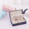 New Arched Portable PU Fresh And Simple Jewelry Box 2 Layers Small Earring Ring Multifunctional Leather Jewelry Packaging Box