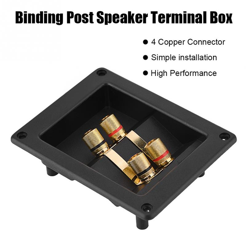 4 Copper Binding Post Terminal Cable Connector Speaker Terminal Box Acoustic Components Black