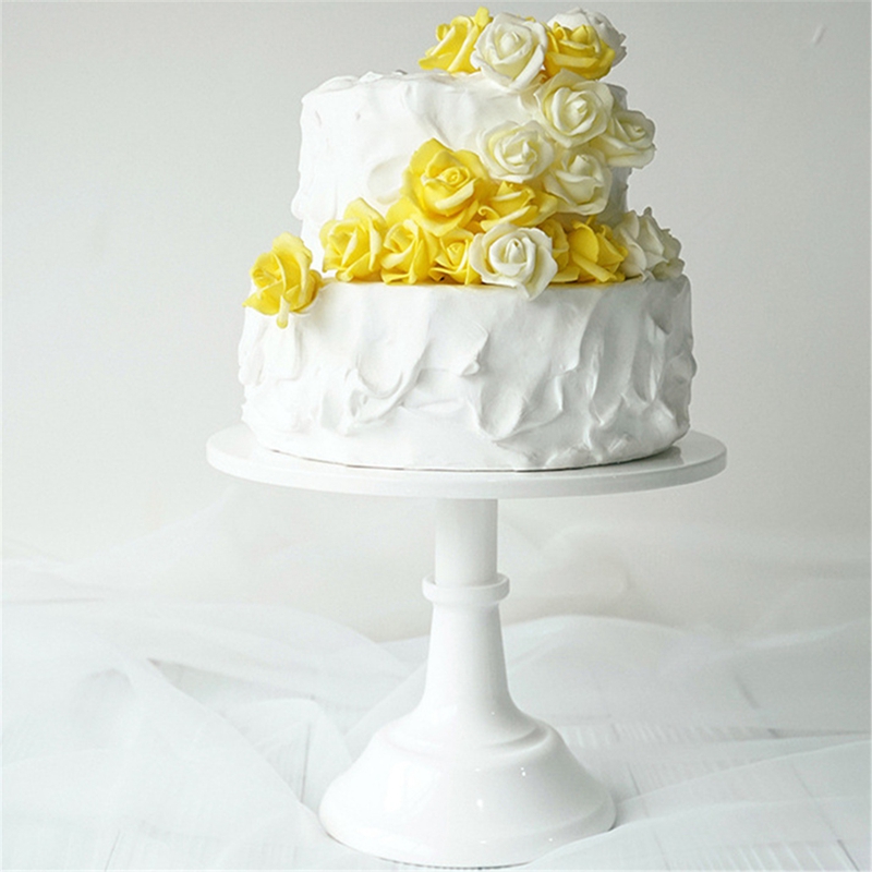 Metal Iron Cake Stand Round Pedestal Dessert Holder Cupcake Display Rack Bakeware White Birthday Wedding Party Decoration