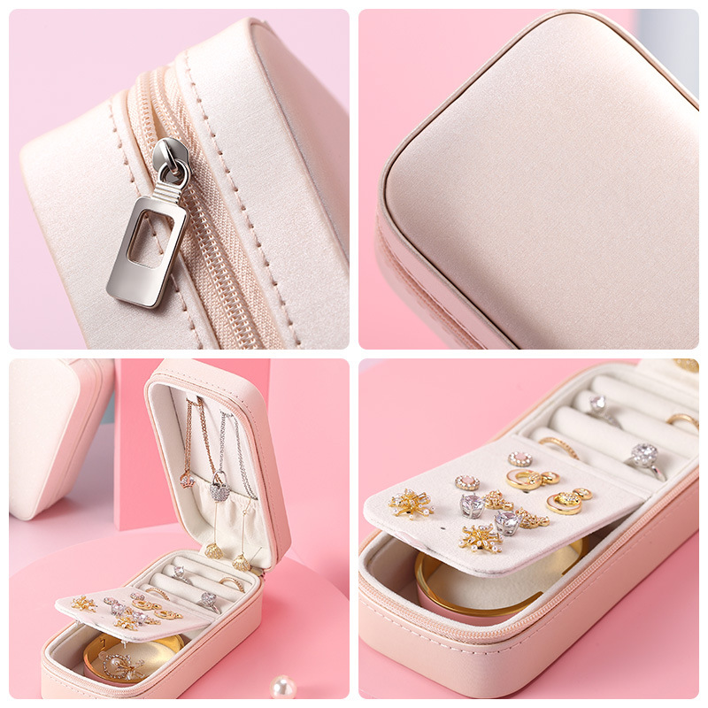 2020 Universal Jewelry Organizer Display Travel Jewelry Case Boxes Portable Mini Jewelry Box Leather Storage Zipper Jewelers