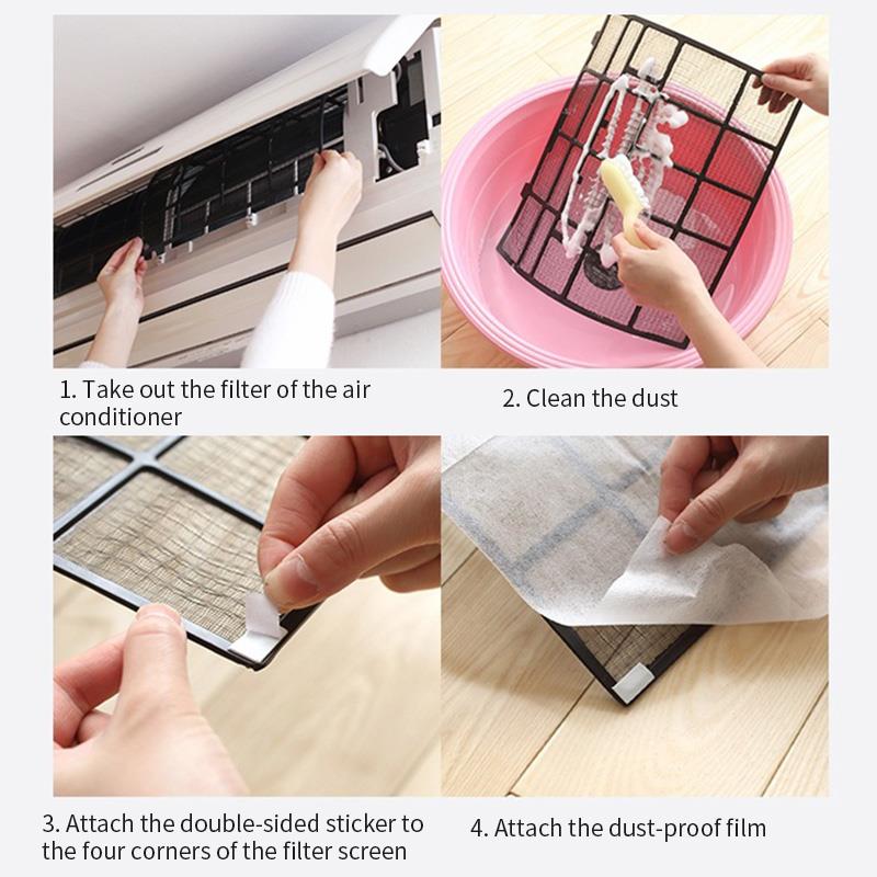 Home 6Pcs Cuttable Air Conditioner Filter Papers Anti-Dust Net Cleaning Purification Air Conditioner Parts Purifier Dust Filter