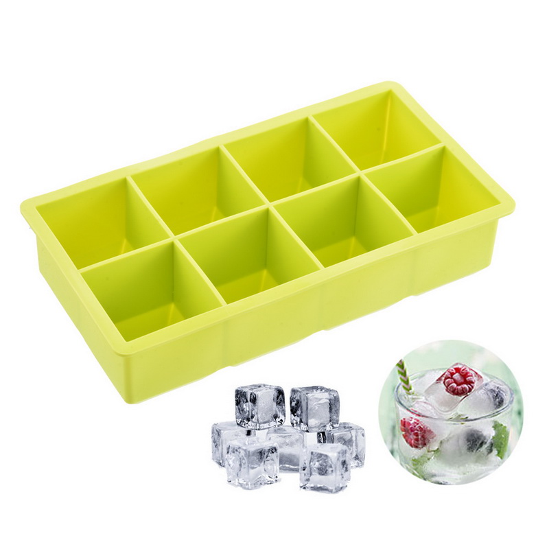 8 Big Grids Food Grade Silicone Ice Cube Maker Jumbo Large Ice Cube Square Tray DIY Mold Mould Kitchen Accessories