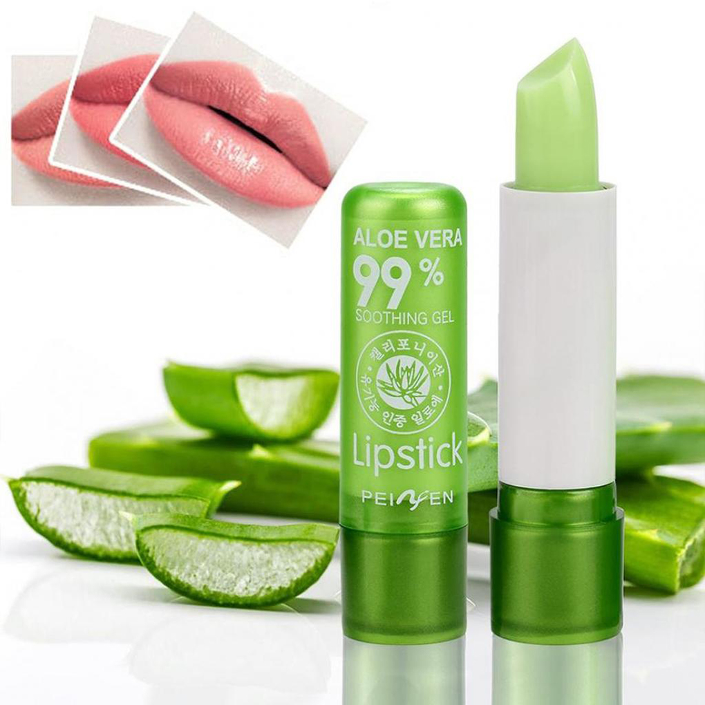 New Women Girls Aloe Vera Moist Lipstick Temperature Color Change Lady Lip Moisturizer Jelly Balm Taint Cream