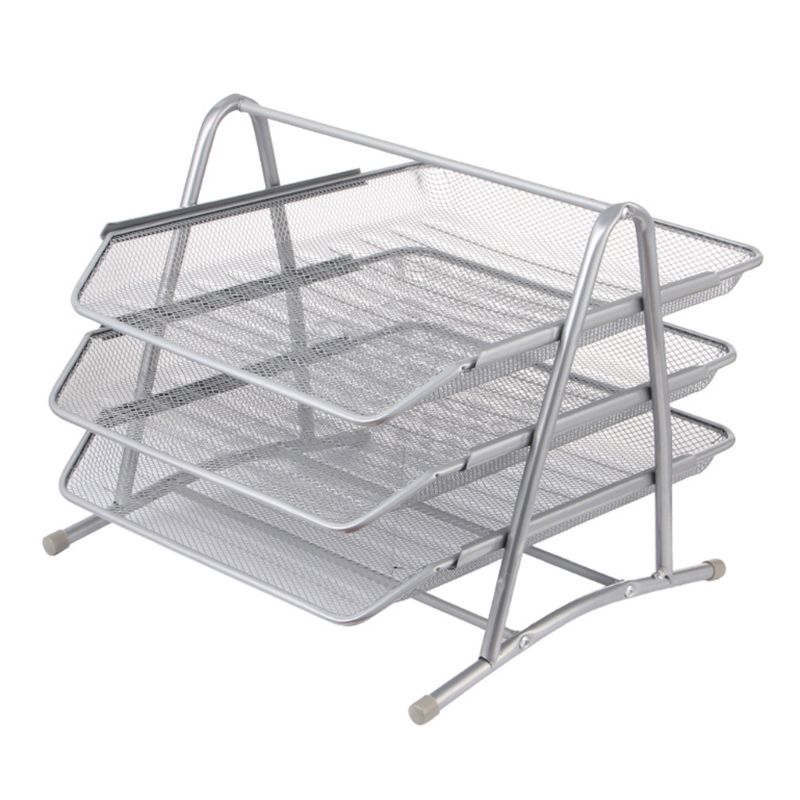 3 Tier Metal Mesh Document Rack File Holder Letter Tray for Home Office Desk Organizer Supplies M17F