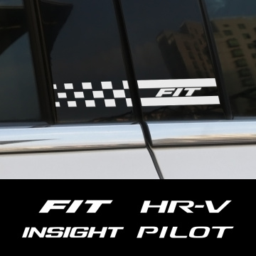 2PCS Car Window B Pillars Sticker For Honda Fit Odyssey City HR-V CR-V Jazz Legend RR Si VTi Modulo Pilot Insight VTEC Accessory