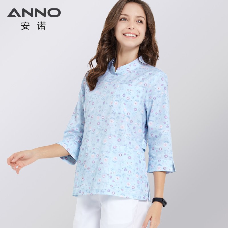 ANNO Hospital Staff Scrubs Half Sleeve Nursing Uniform for Female Dental Clinic Supplies Nurse Women Work Uniforms Shirt