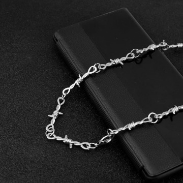 New Men's Punk Gothic stainless steel Necklaces Alloy Barbed Wire Brambles Necklace Jewelry Hip-pop Choker