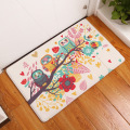 Chinese Painting Peach Blossom Magnolia Cage Birds Cartoon Owls Doormat Kitchen Mat Welcome Rug No-Slip Runner Rug Blue White