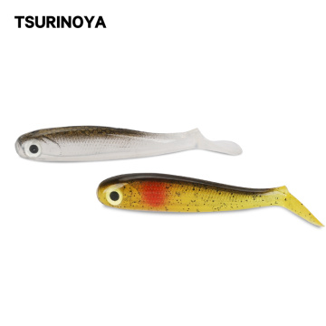 TSURINOYA T-tail Soft Fishing Lure 3D Hollow Fish 4PCS Soft Bait Stable High Quality TPR Material Soft Fishing Shad Swimbait