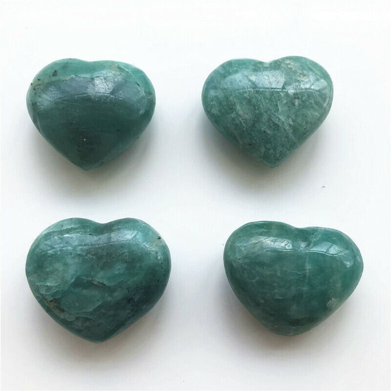 1pc Natural Beautiful Amazonite Quartz Crystal Heart Polished Stone Healing Natural Stones and Minerals