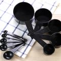 10Pcs/Set Plastic Measuring Spoon Black Color Measuring Cups And Condiment Scoop Silicone Handle Kitchen Measuring Tool
