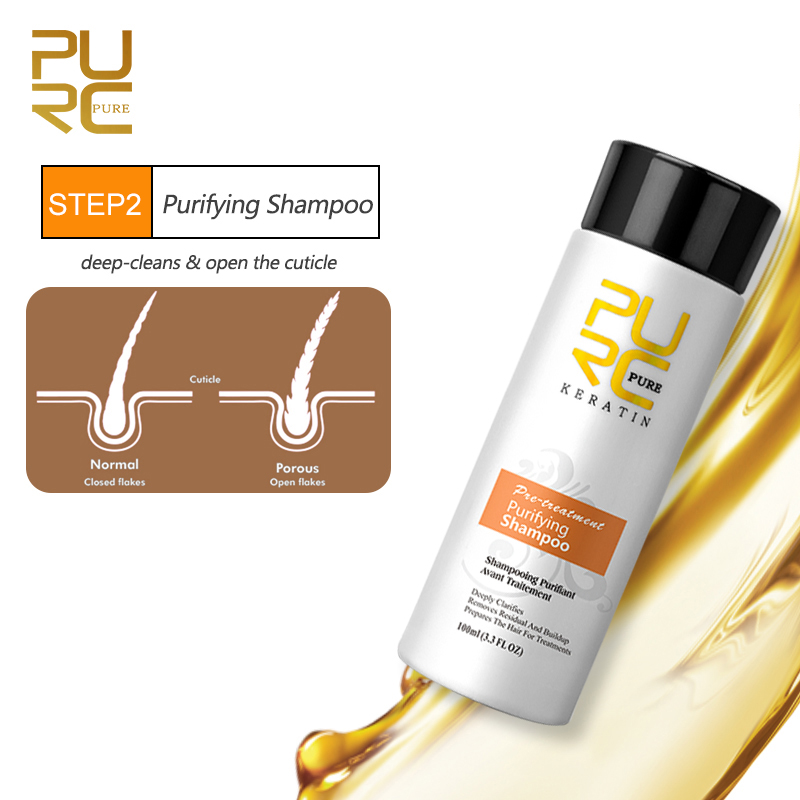Purc Brazilian Keratin For Hair Treatment Set 1000ml Straightening Smoothing Shampoo For Curly Hair Care Styling Products