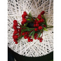 7 Branches Red artificial berry flowers bouquet artificial fruit plants mini leaf outdoor living room wedding decoration