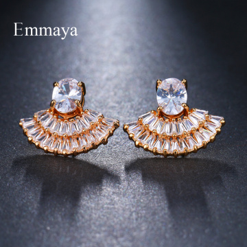 Emmaya Shiny Stud Earrings 6 Colors for Women Sectoral Jewelry Fashion Blossom Boucle D'oreille Femme Wedding Gift