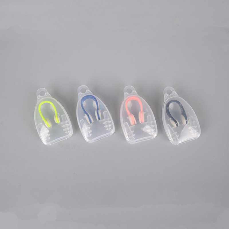Soft Silicone Swimming Nose Clips + 2 Ear Plugs Earplugs Gear with a case box Set Pool Accessories Water Sports