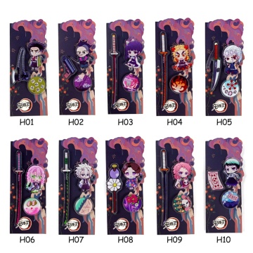 3Pcs/set Demon Slayer Kimetsu Ghost Blade Kidney Bean Cosplay Badge Cartoon Collection Backpacks Bags