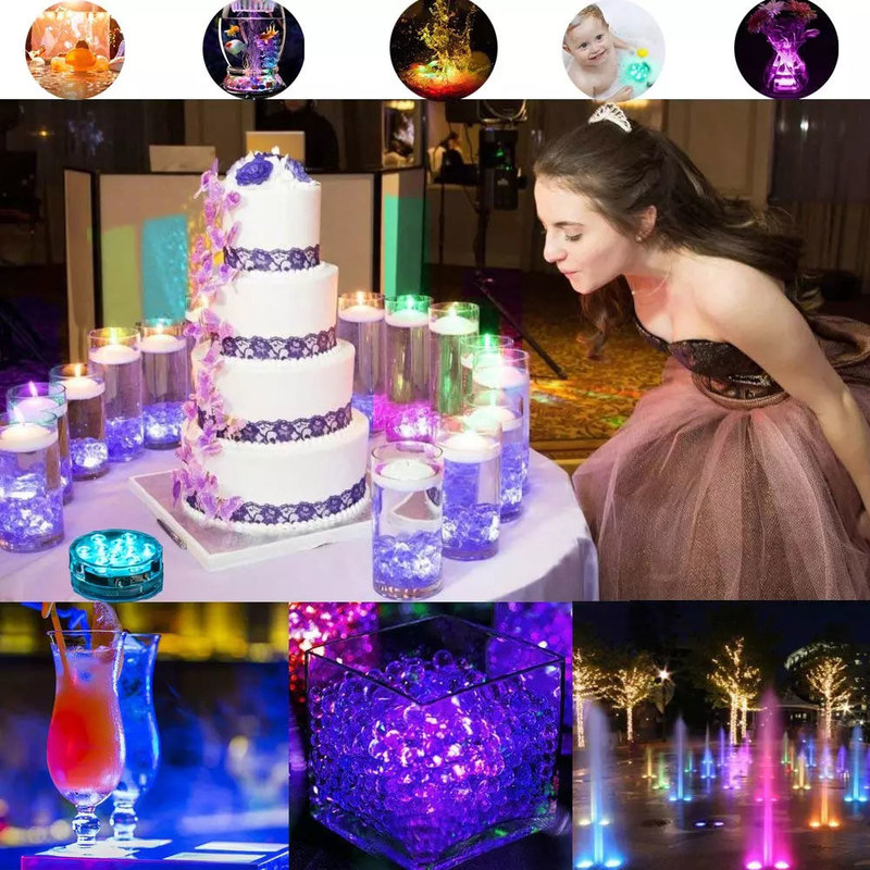 Swimming Pool Lighting Underwater LED Night Light RGB Submersible Fishing Pool Light For Outdoor Vase Party Garden Decoration