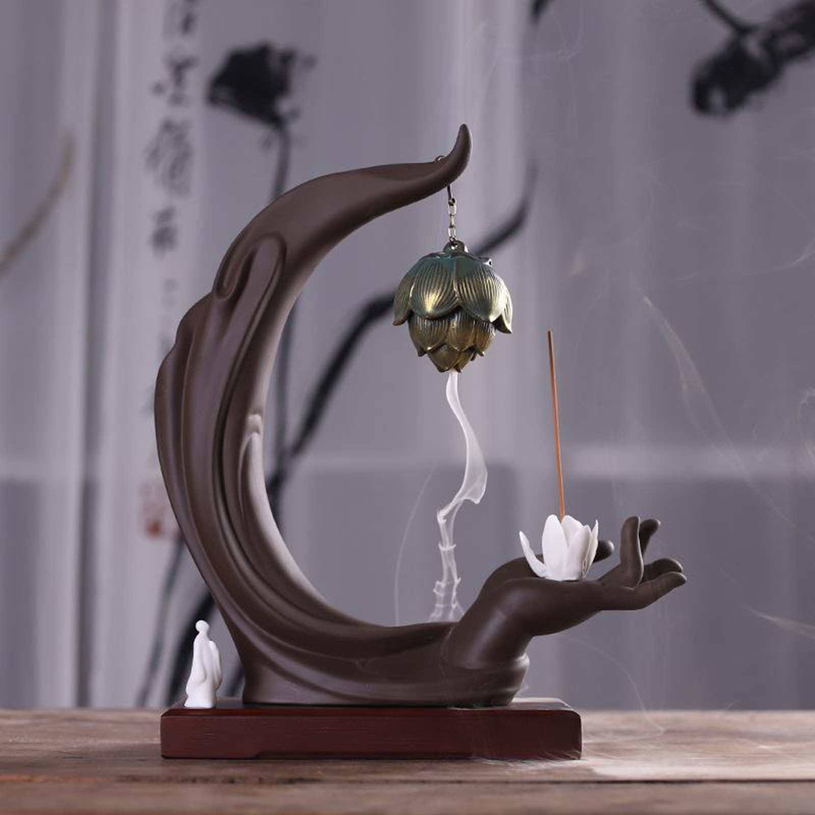 Backflow Incense Burner Buddhism Home Aromatherapy Stick Incense Holder Burner for Teahouse