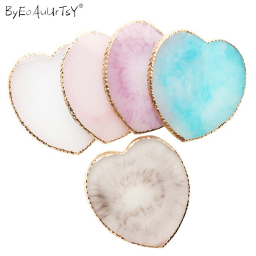 Fashion Resin Display Palette Practice Board Shelf Manicure Color Heart Pad Glue False Nail Art Gel Make Up Palette Tools