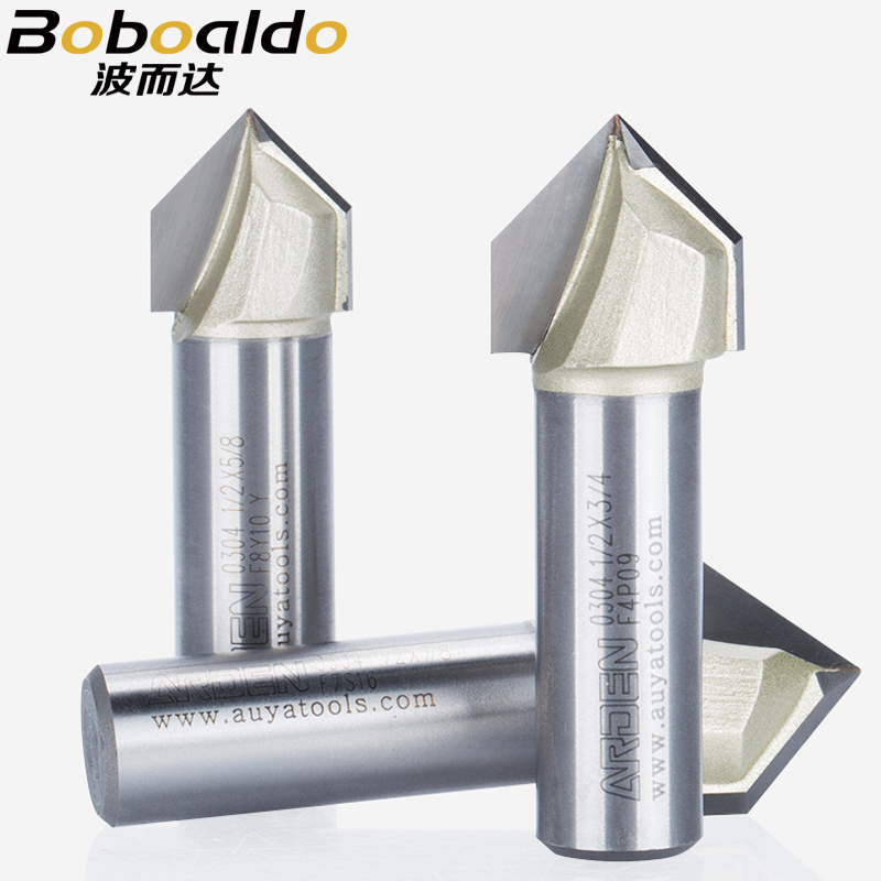 1pcs 1/4 1/2 Two Flutes V-Groove And Engraving Cutter TC bevelling Arden Router bit chamfering End mill producing mortar grooves