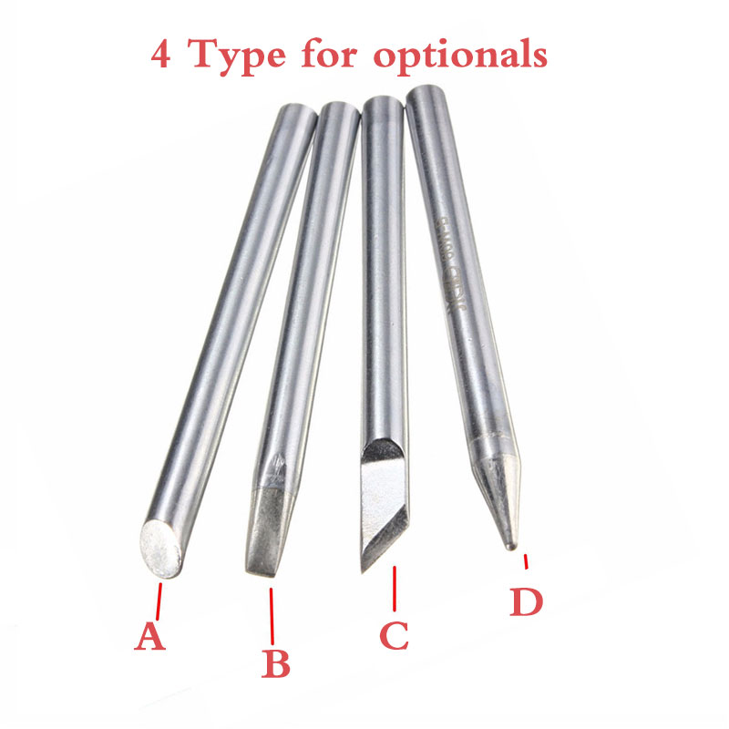 1pc 3.7mm Dia 30W Replaceable Internal Heating Electric Soldering Iron Bit Silverline Four Shape Tips