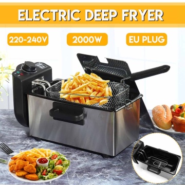 3L 2KW Heavy Duty Stainless Steel Electric Deep Fryer Commercial Home Kitchen Frying Chip Cooker Basket Strainer Machine Cooking