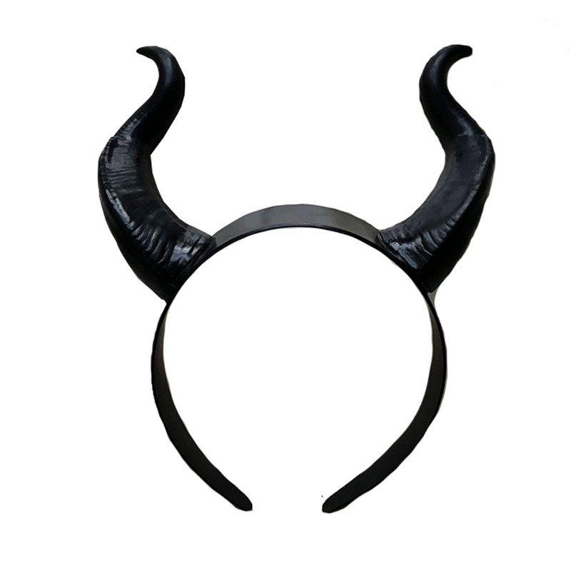 Top Cheap Maleficent Witch Horns Headwear Headgear Party Black Queen Adult Women Halloween Party Costume Props